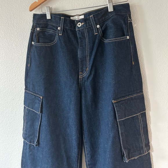 NWT SLVRLAKE Grace High Rise Wide Leg Cargo Jeans in Dark Denim - Picture 7 of 7